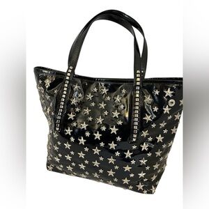 Jimmy Choo Black Patent Leather Star-Studded Tote